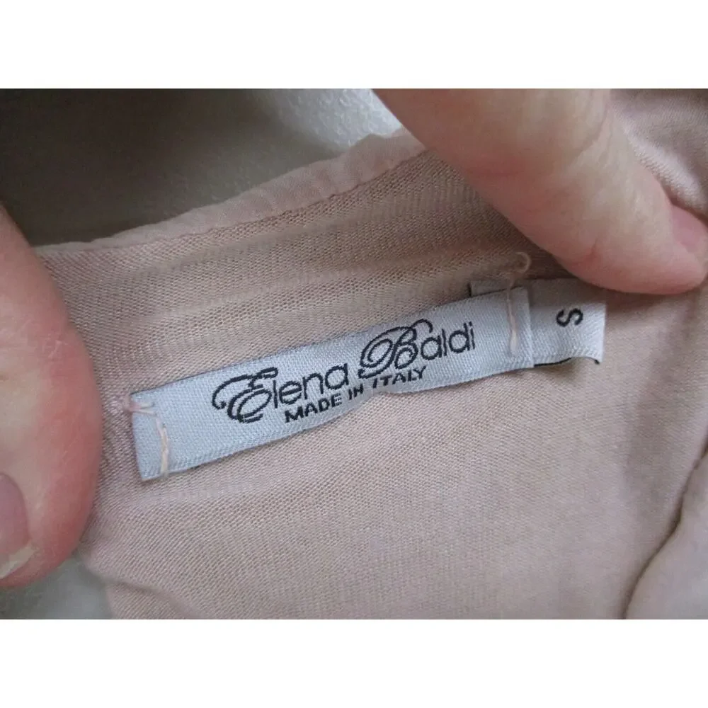 Elena Baldi Silk Top Women Small Crochet Lace Lagenlook Coquette Romantic Pastel - Picture 14 of 16